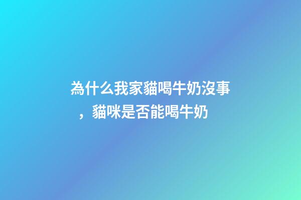 為什么我家貓喝牛奶沒事，貓咪是否能喝牛奶-第1張-觀點(diǎn)-玄機(jī)派